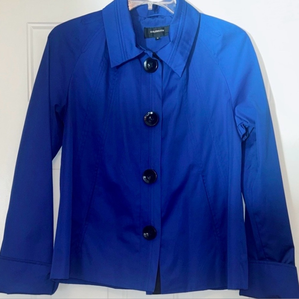 Colebrook Women's Cotton Blend Jacket L Blue A-Line Classic Lined Career